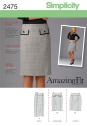 2475 SIMPLICITY AMAZING FIT LO RISE SKIRT SLIM, AVERAGE, CURVY FIT PATTERN 6-14 new